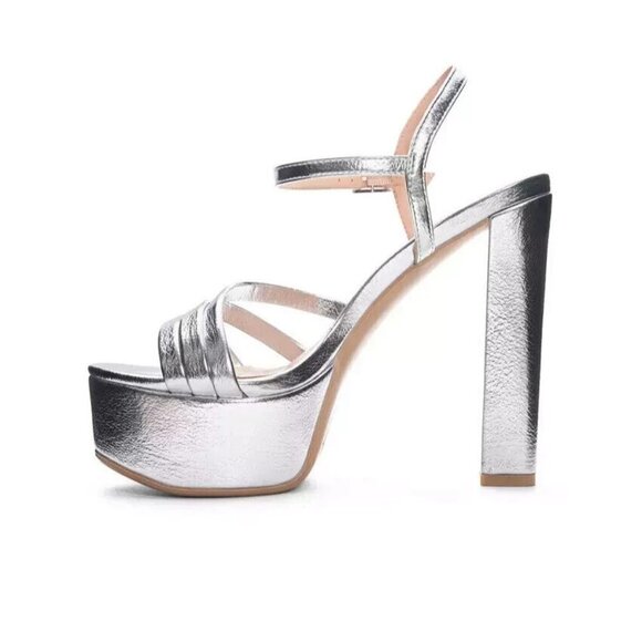 Chinese Laundry NEW "Amella" anke Strap silver paltform sandal heel - Picture 10 of 10